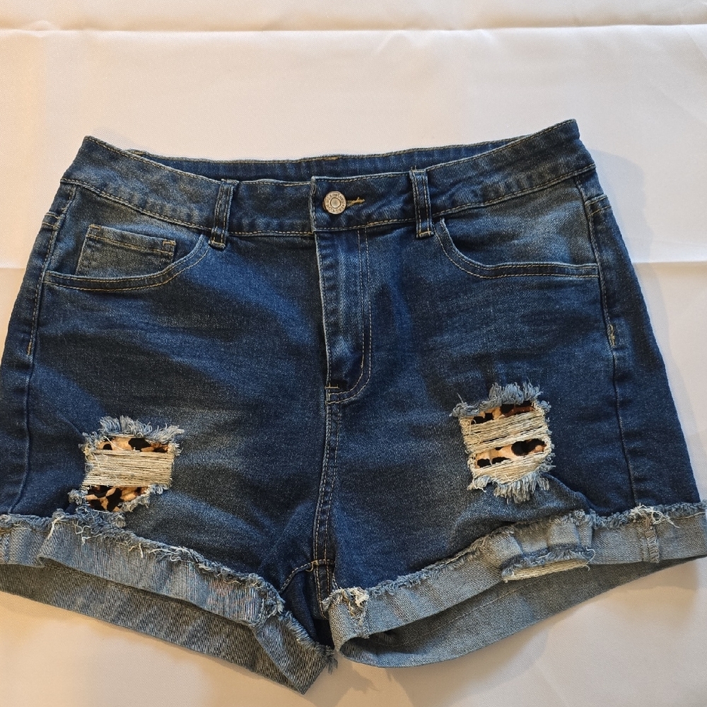 Distressed Jean Shorts with Frayed Hems